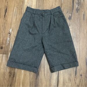VTG 70s 80s Retro Youth Kids Gray Wool Blend High Waist Shorts